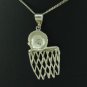 Silver 925 Chain with 925 Silver Basketball and Hoop Pendant Nec1024bc