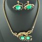 Green Moonglow Floral Necklace and Earrings Set2017