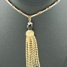 Sautoir Black Jet and Gold Tone Necklace Nec2017