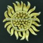 Trifari Brushed Gold Tone Sunflower Brooch with Faux Pearls