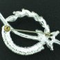 Sapphire Blue and Clear Rhinestone Brooch Bro2067
