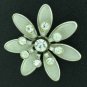 Stamped Silver Tone Daisy Style Flower with Clear Rhinestones Bro2130
