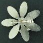 Stamped Silver Tone Daisy Style Flower with Clear Rhinestones Bro2130