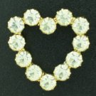 Clear Rhinestone Heart Shaped Brooch