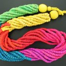 Rainbow of Color Wooden Bead Torsade Necklace Nec2042