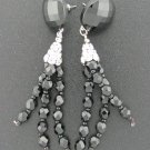 French Jet and Rhinestone Dangle Earrings Ear2025