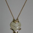 White and Gold Tone Sectional Fish Necklace Nec2094