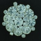Layered Round Clear Rhinestone Brooch Bro2094