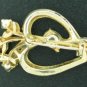 Heart and Flower Brooch with Emerald Cut Topaz Rhinestone Bro2177