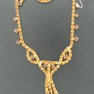 Two Tone Amber Round and Baguette Rhinestone Necklace Nec2095