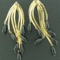 Gorgeous Black Drop Beads and Gold Tone Dangle Post Earrings Ear2044