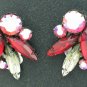 Vintage Red and Clear Marquis and Round Aurora Borealis Rhinestone Earrings Ear2077