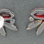 Vintage Red and Clear Marquis and Round Aurora Borealis Rhinestone Earrings Ear2077