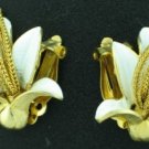 White Exotic Flower Machine Age Style Earrings Ear2022