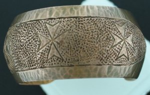 Malta Sterling Copper Coated Wide Stamped Cuff Bracelet Bra1009bc