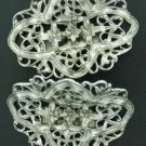 Musi Ornate Silver Tone Flowered Shoe Clips Mis2004