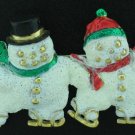 Signed AJC Skating Snowmen Brooch Bro2054