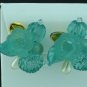 Pale Green Molded Bead Floral Vintage Clip Style Earrings Ear2036