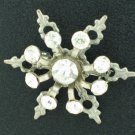 Vintage Rhinestone and Silver Tone Snowflake Brooch Bro2078