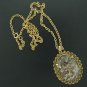 Beautiful Brown Toned Stone Pendant Necklace with Gold Tone Chain Nec1012