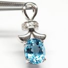 925 Sterling Silver Pendant With Natural Blue Topaz