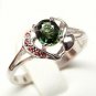** NICE ** Silve ring with Natural Green and Orange Sapphire