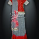 Grey red crushed Lehnga 044