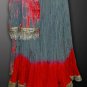 Grey red crushed Lehnga 044