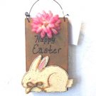Happy Easter Wood Bunny Rabbit Sign - Handcrafted Happy Easter Wood Bunny Rabbit Sign - Handcrafted