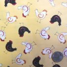 1 Yard - Cotton Sewing Fabric – Black & White Chickens on Yellow 1 Yard - Cotton Sewing Fabric – Black & White Chickens on Yellow