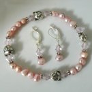 Kitty Cat Pearl Bracelet Set - Pink