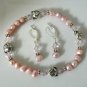 Kitty Cat Pearl Bracelet Set - Pink