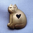 Kitty Cat w/Heart Cutout Lapel Pin