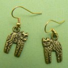 Primitive Arched Cat Pewter Earrings - Pewter (Gold Toned)