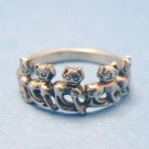 Parade of Kitty Cats Sterling Silver Finger Ring - (EC-RNG105)