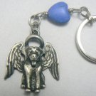Dog Guardian Angel Pewter Key Chain Ring - Blue Heart (EC-KEY202)