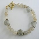 Glass Cat Head Bracelet w/ Moss Green Quartz (EC-BRC105)