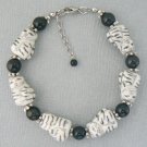 Cat Porcelain & Black Onyx Bead Bracelet