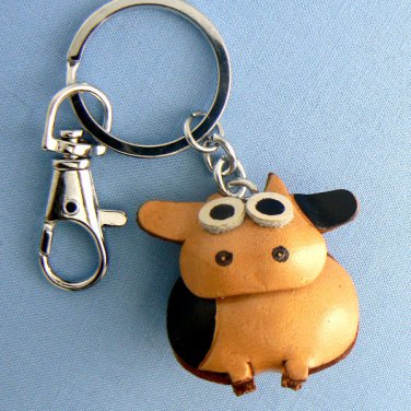 Sitting Cow Leather Key Chain Ring Keychain (EC-KEY501)