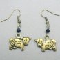 Dairy Cow Antique Brass & Crystal Earrings