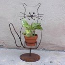 Rusted Metal Kitty Cat Plant Holder Planter (EC-PLT101)