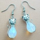 Cat Glass Teardrop Drop Earrings: Opal (BN-EAR101)