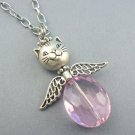 Cat Angel (Pink) Faceted Beaded Necklace