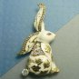 White Bunny Rabbit Enamel Gold Pin Brooch (EC-PIN301)