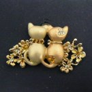 Cats and Flowers Enamel Cat Pin - Copper / Gold Color Cats and Flowers Enamel Cat Pin - Copper / Gold Color