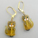 Sitting Kitty Cats Lampwork Glass Earrings – Topaz