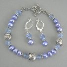 Kitty Cat Pearl Bracelet & Earring Set - Blue (EC-JWY10!)