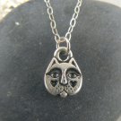 Tiny Cat Face Silver Pewter Necklace
