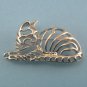 Striped Filigree Cat Silver Pin (EC-PIN114)