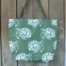 Large Nylon Green & White Sea Turtles Tote for Beach, Baby Diaper Bag or Shopping
